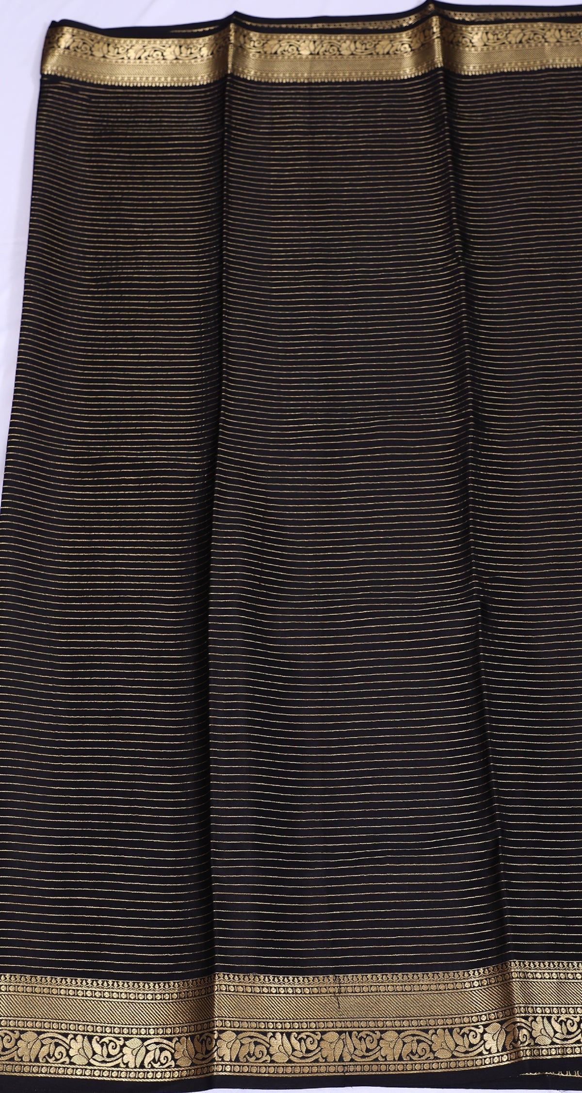 Musturd Yellow with Black Divya Checks Butta Cont Pure Crepe Silk Saree