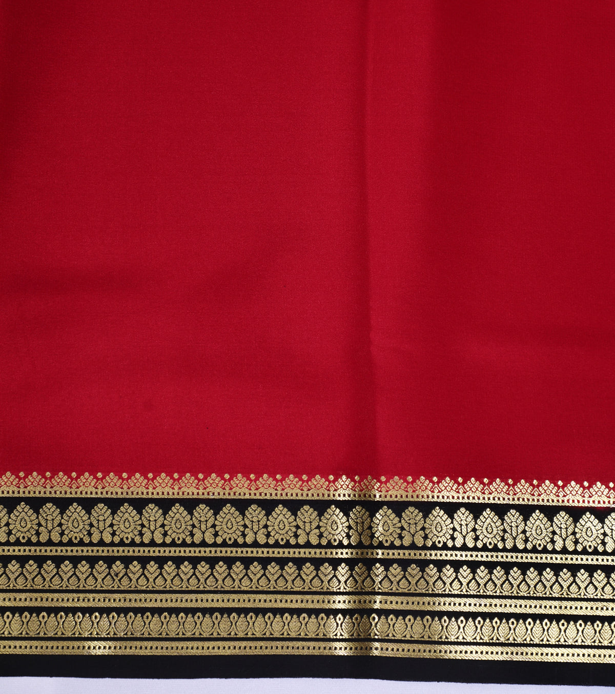 Red with Black Pure Crepe Silk Saree