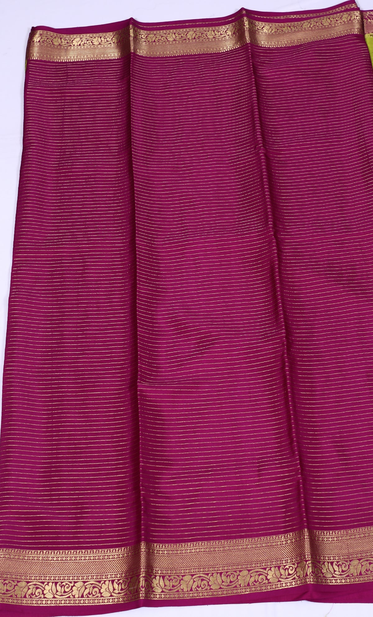 Light Green with Wine Divya Checks Butta Cont Pure Crepe Silk Saree