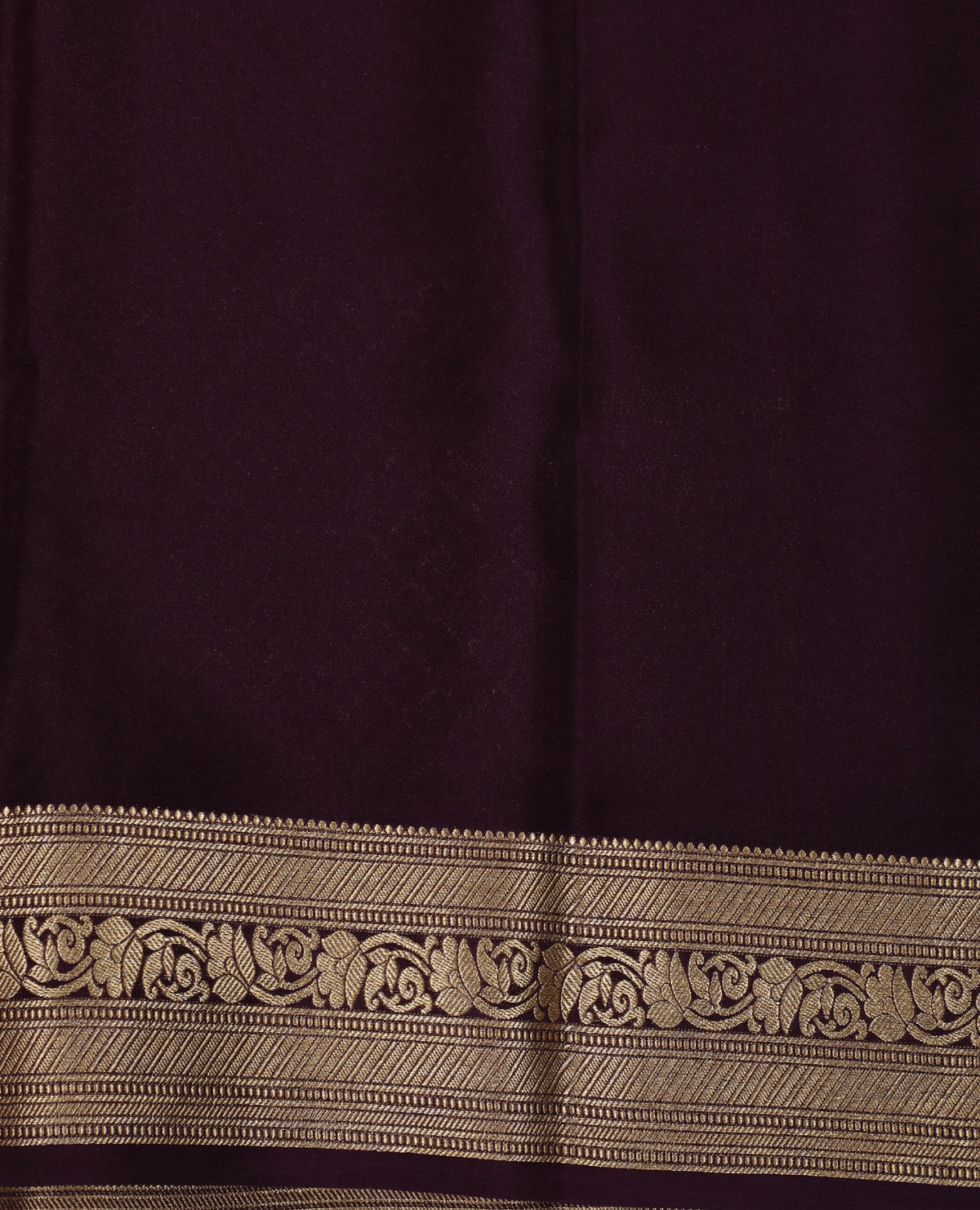 Brown Self Zari Brocade Pure Crepe Silk Saree