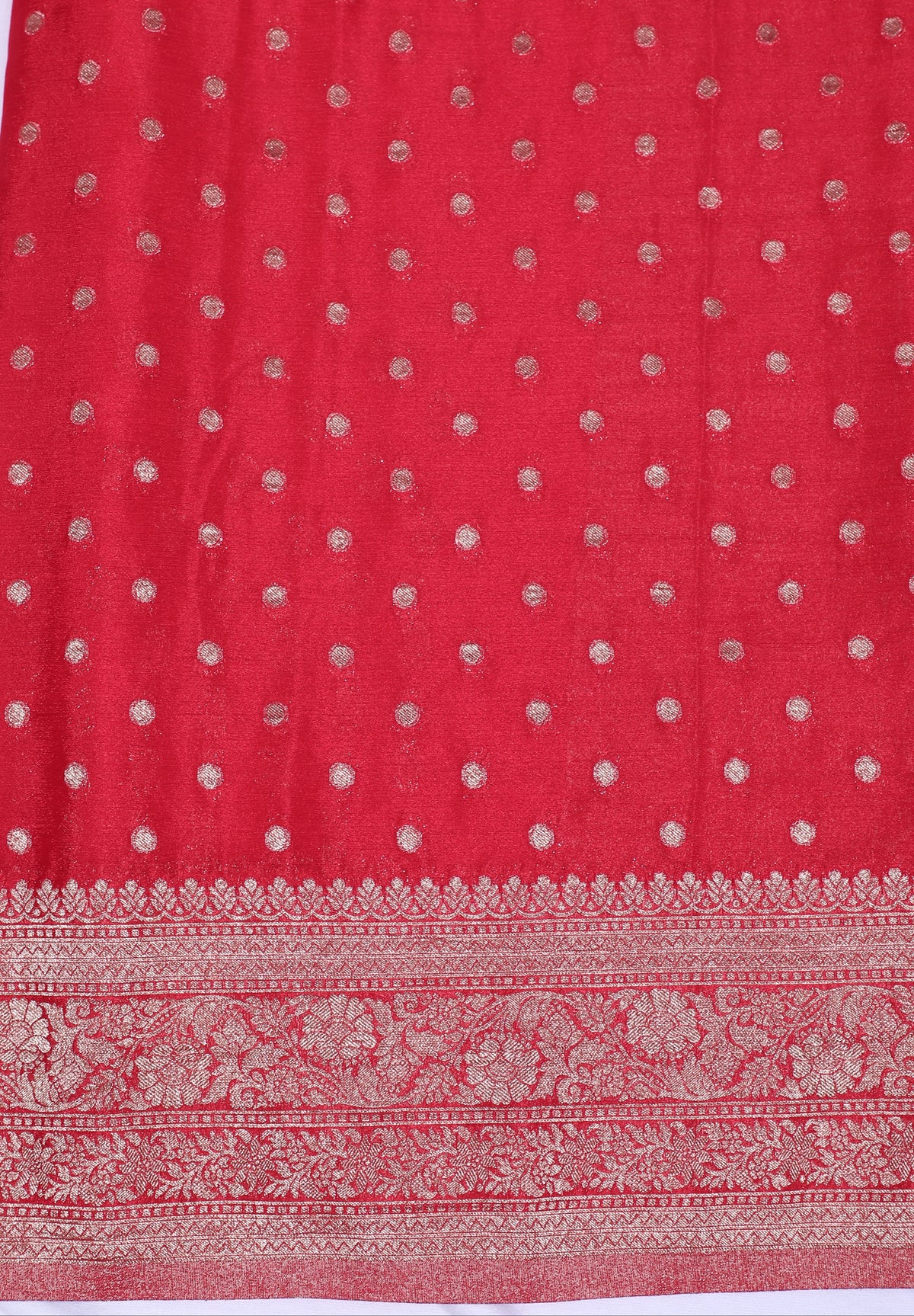 Red with Silver Zari Banarasi Crape