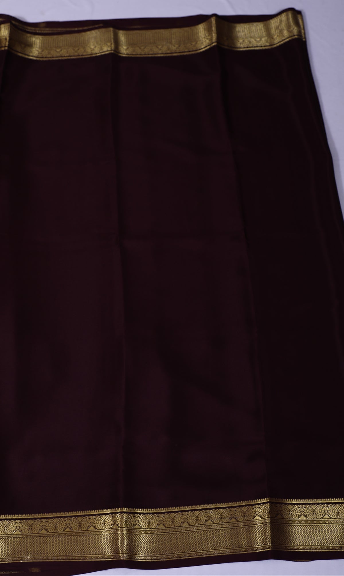 Dark Brown Nithya Pp Self Pure Crepe Silk Saree