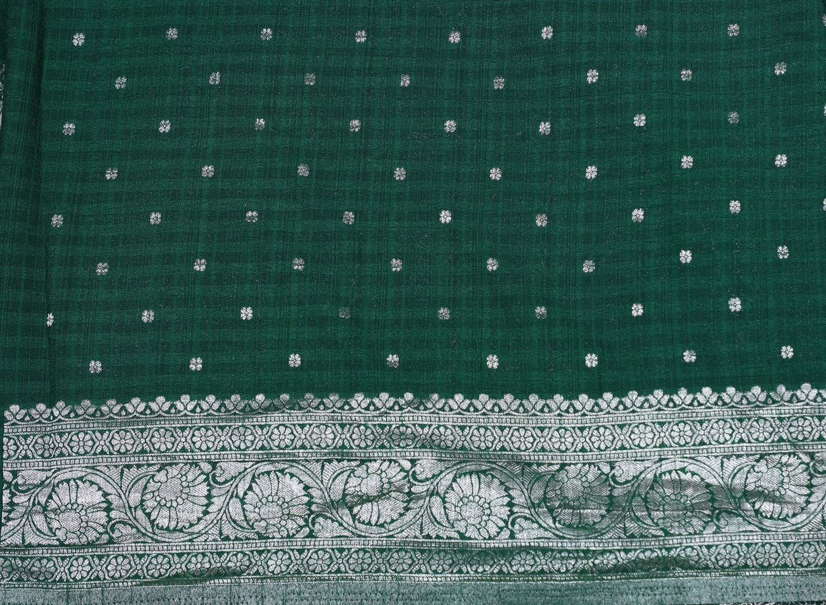 Dark Green Banarasi Khadi Georgette