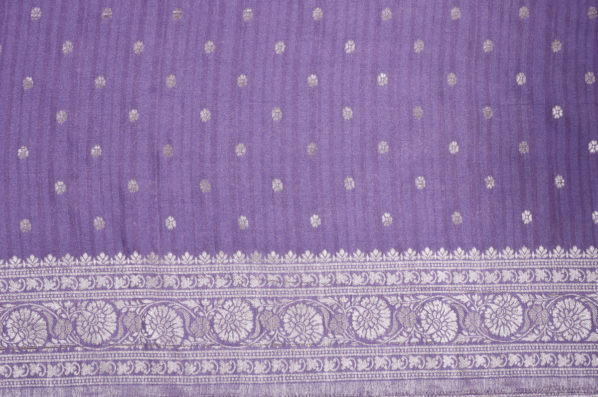 Lavender with Silver Zari Banarasi Khadi Georgette