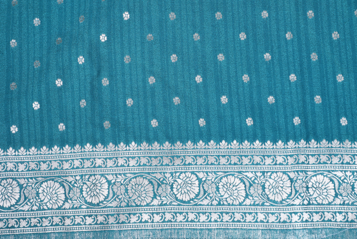 Rama Green with Silver Zari Banarasi Khadi Georgette