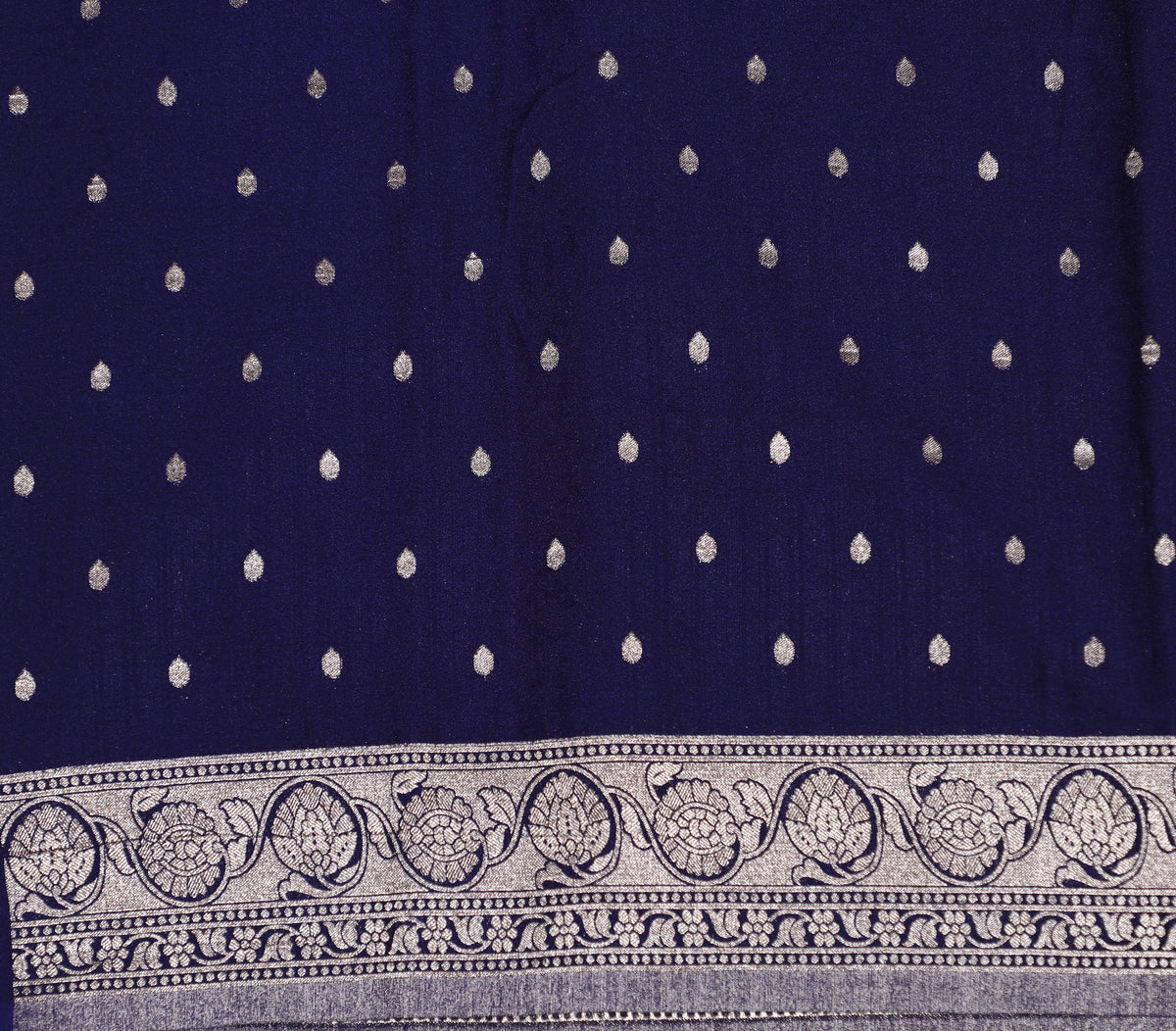 Navy Blue Banarasi Khadi Georgette
