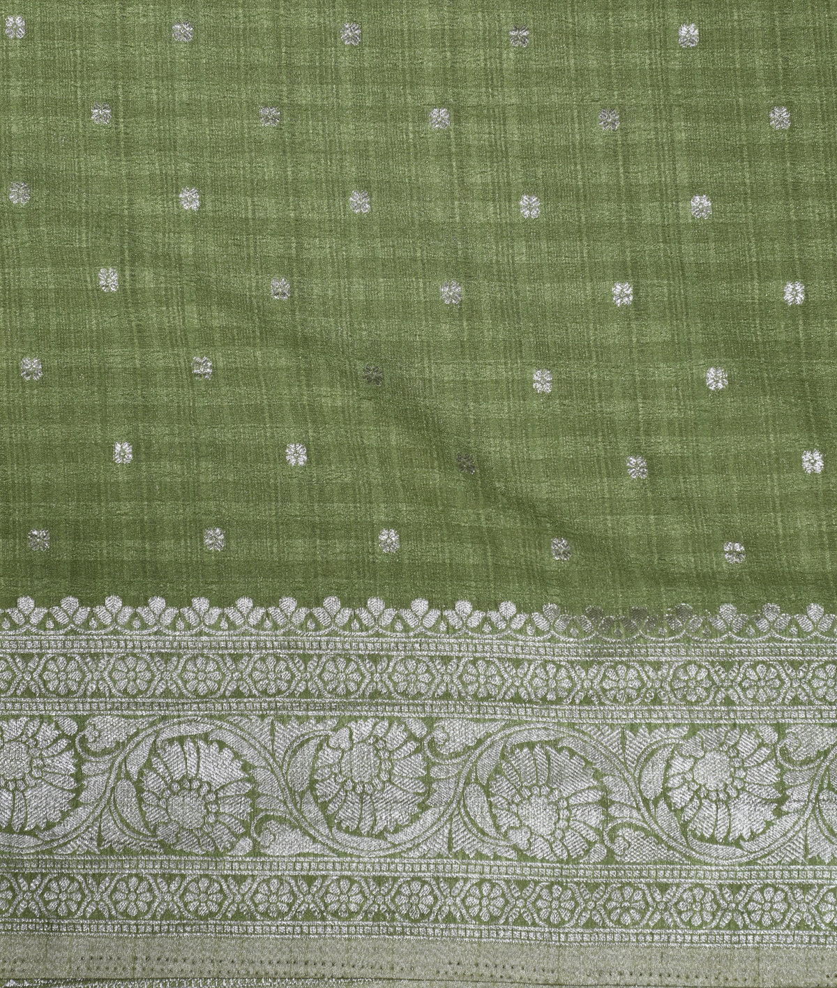 Green with Silver Zari Banarasi Khadi Georgette