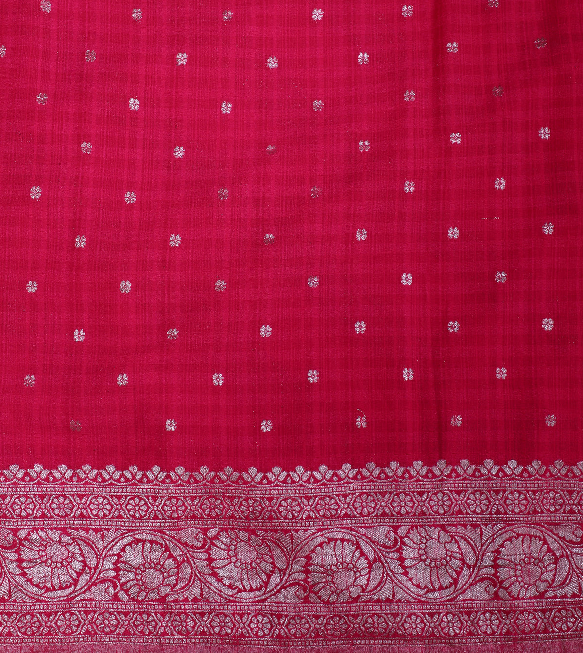Rani Pink with Silver Zari Banarasi Khadi Georgette