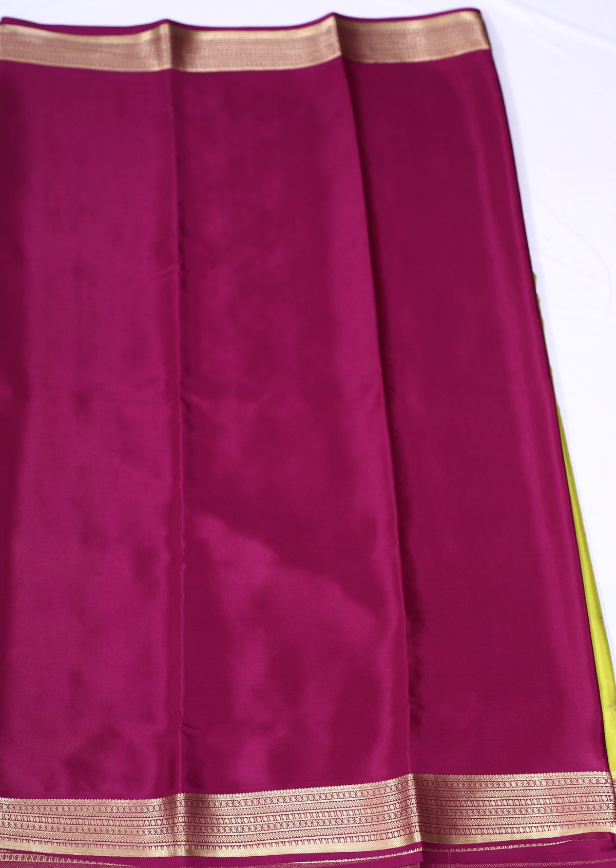 Parrot Green with Wine Lakshmi B/b Cont Pure Crepe Silk Saree