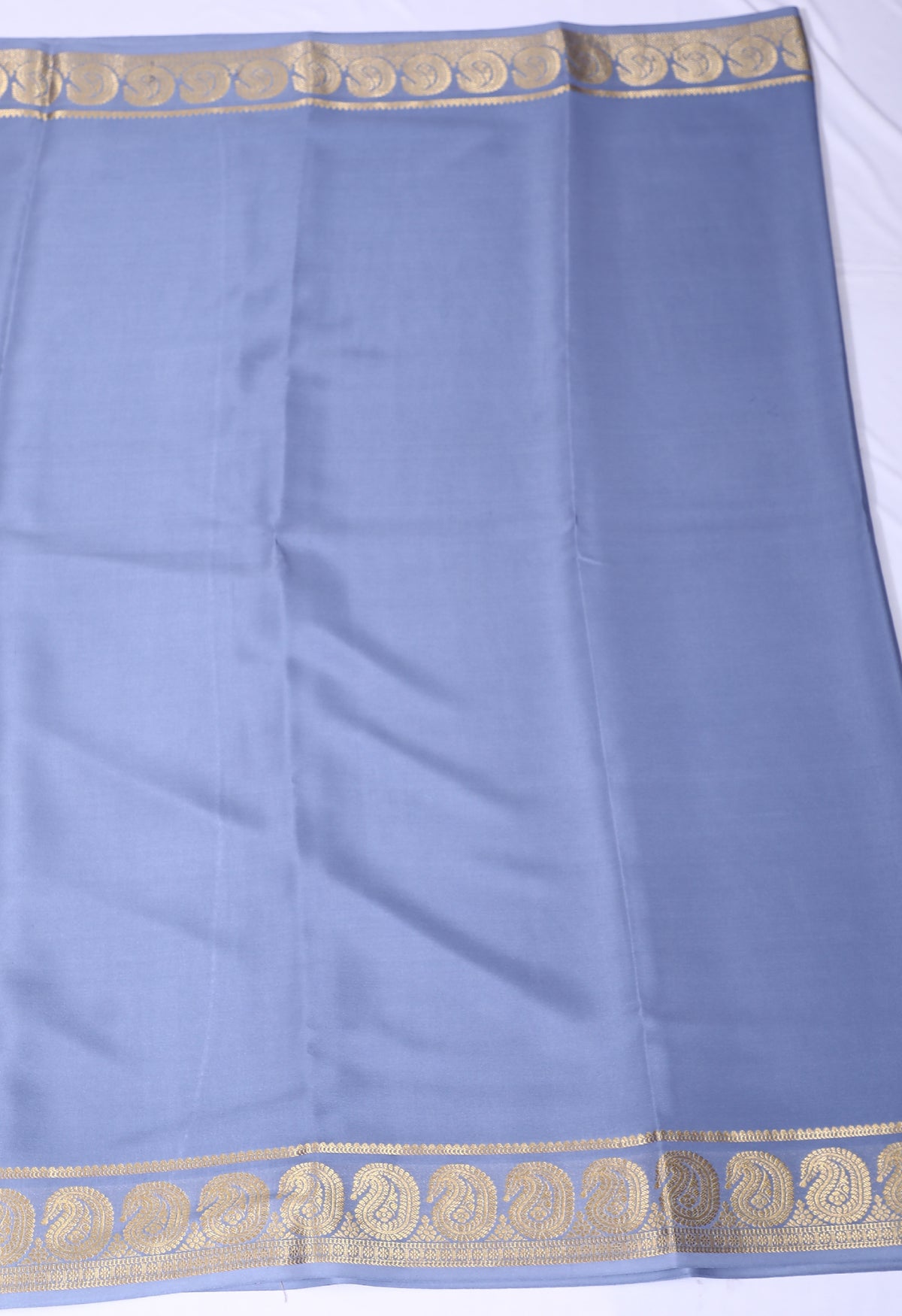 Light Grey Gowry Mango Self Pure Crepe Silk Saree