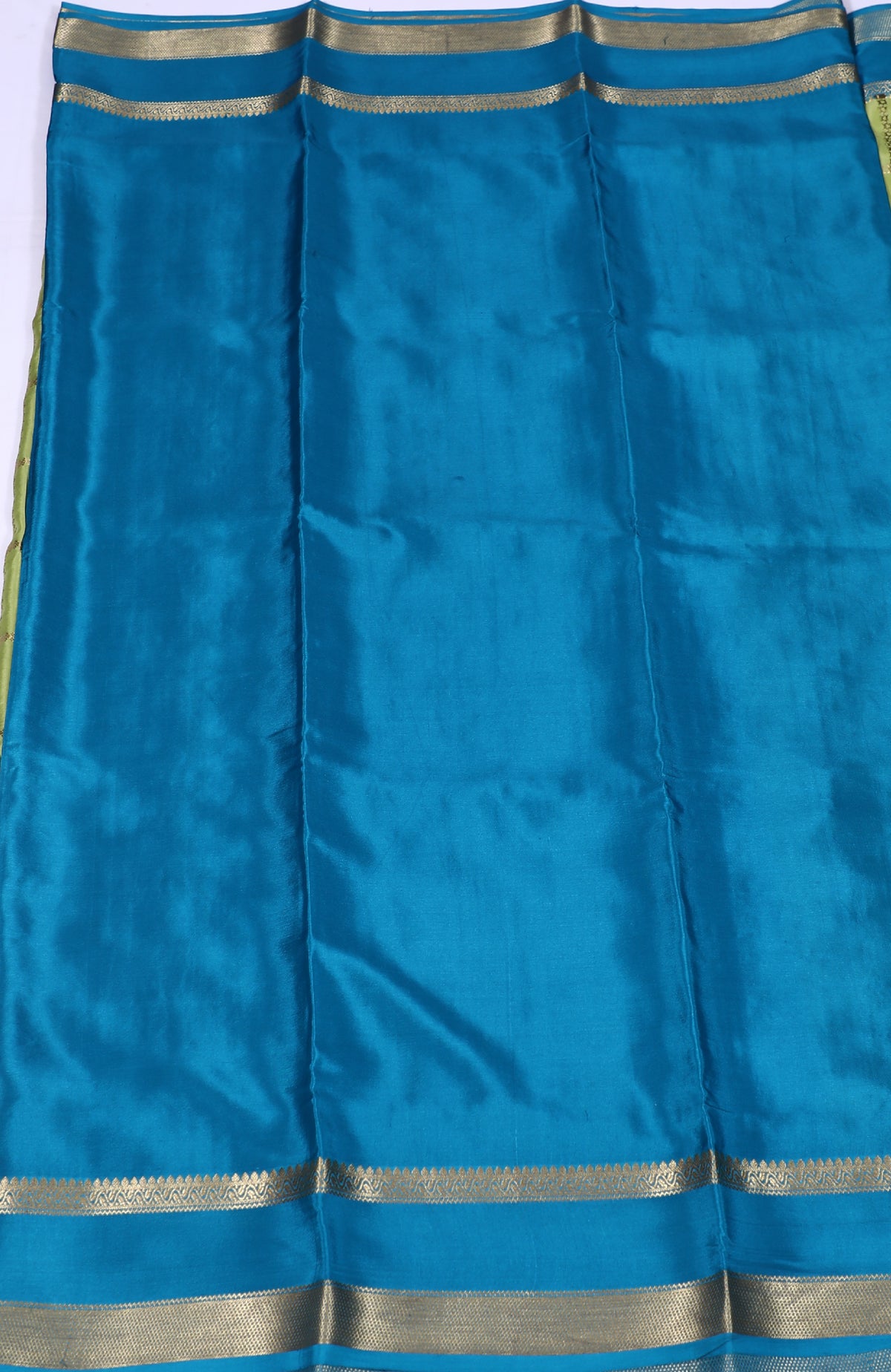 Light Green with Blue Rathna Btx Checks Butta Cont Pure Crepe Silk Sar ...