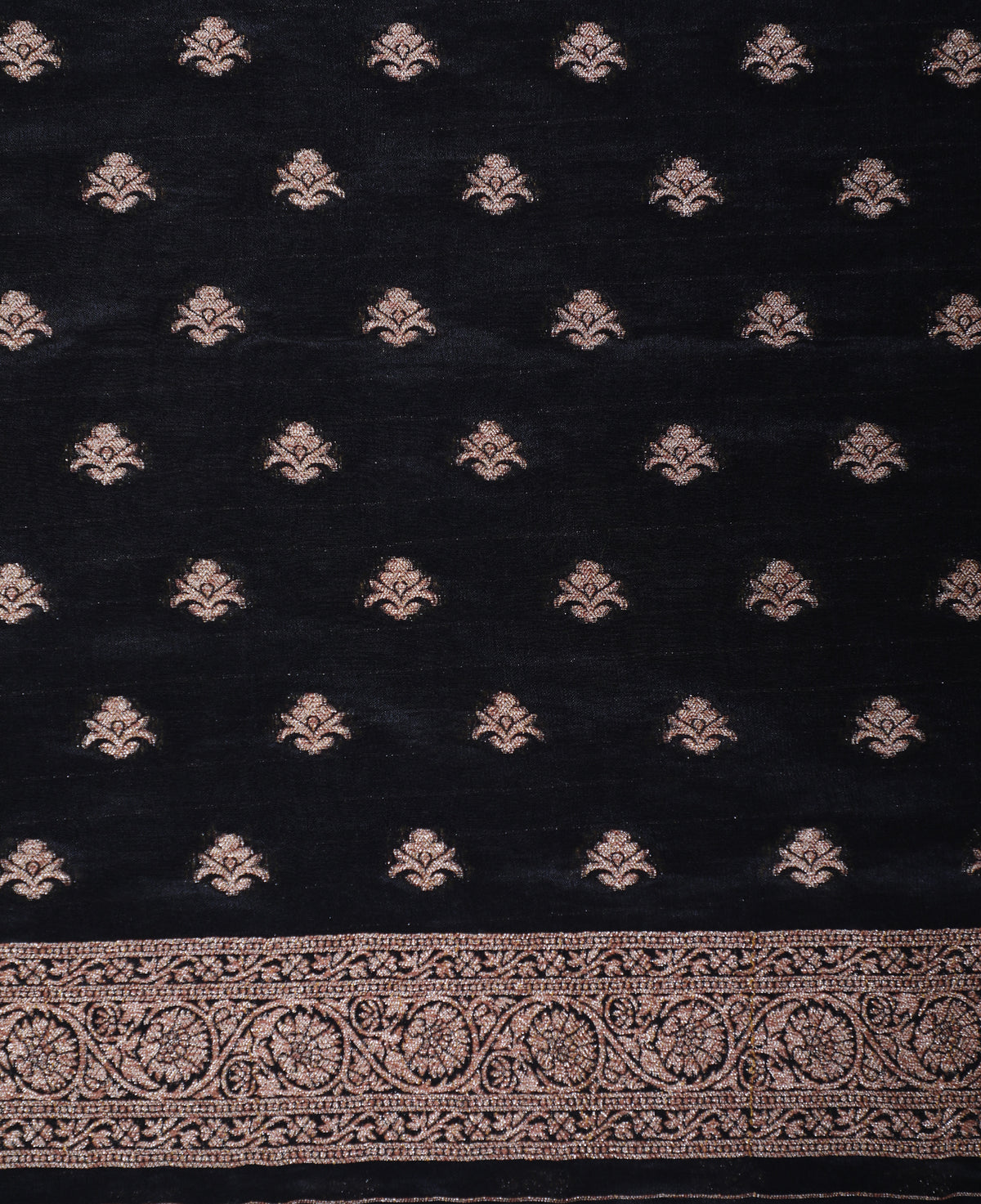 Black with Antique Zari Banarasi Khadi Georgette