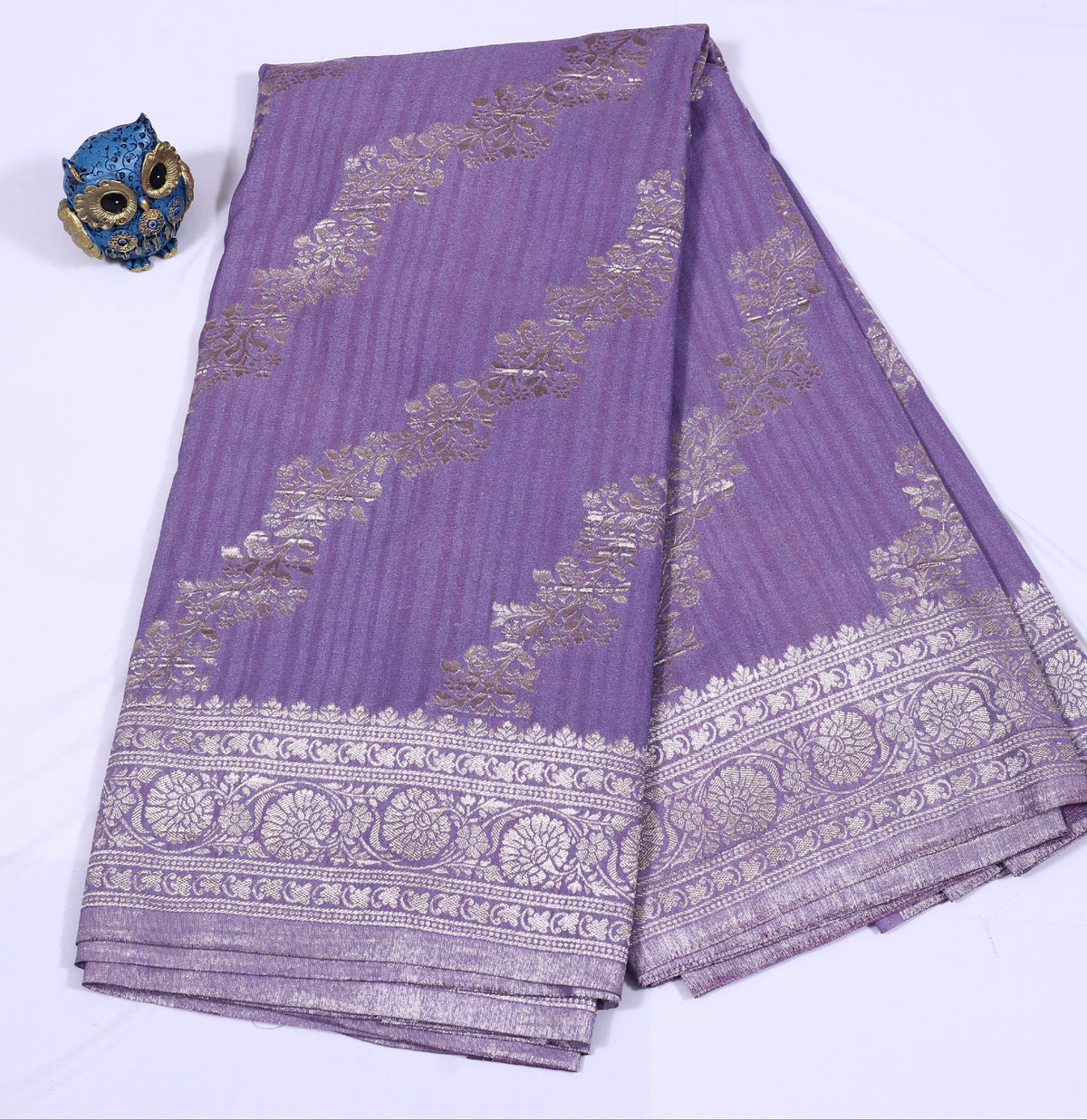 Lavender with Silver Zari Banarasi Khadi Georgette