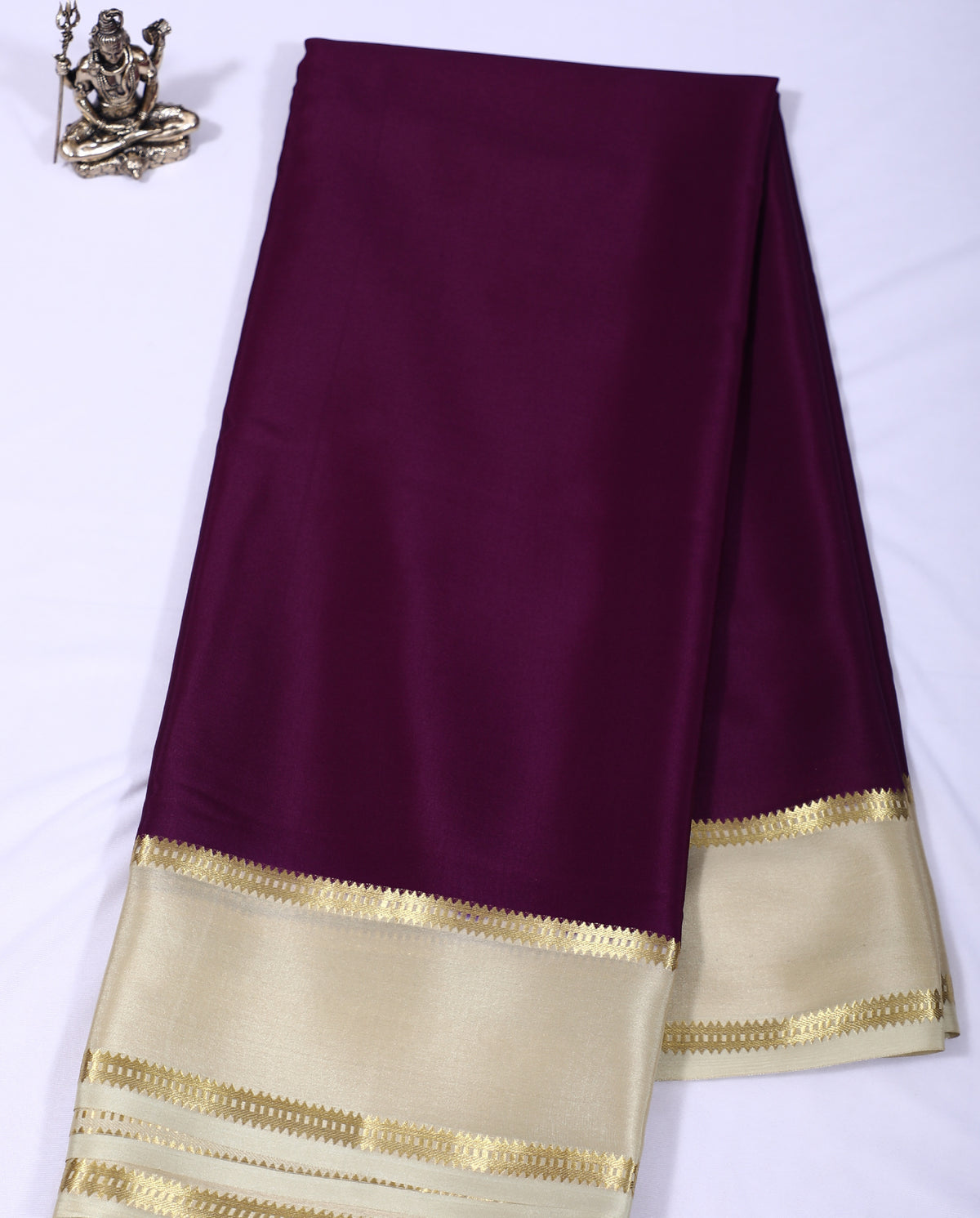 Purple with Cream Veda Btx Cont Pure Crepe Silk Saree