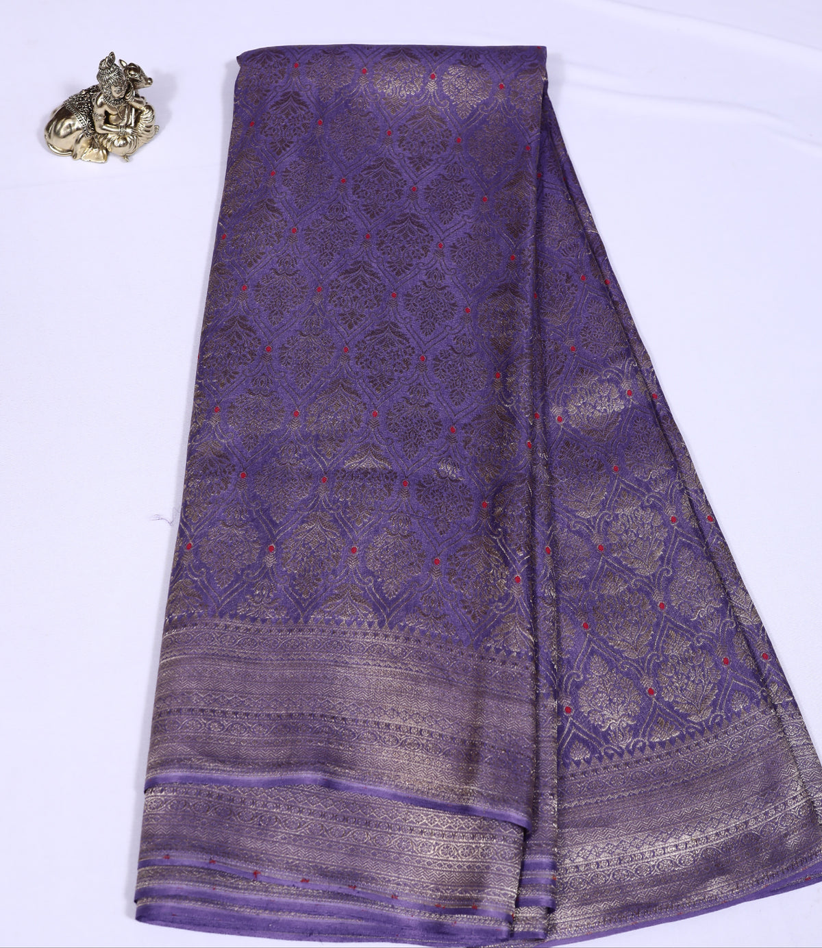 Light Blue Meena Brocade Pure Crepe Silk Saree