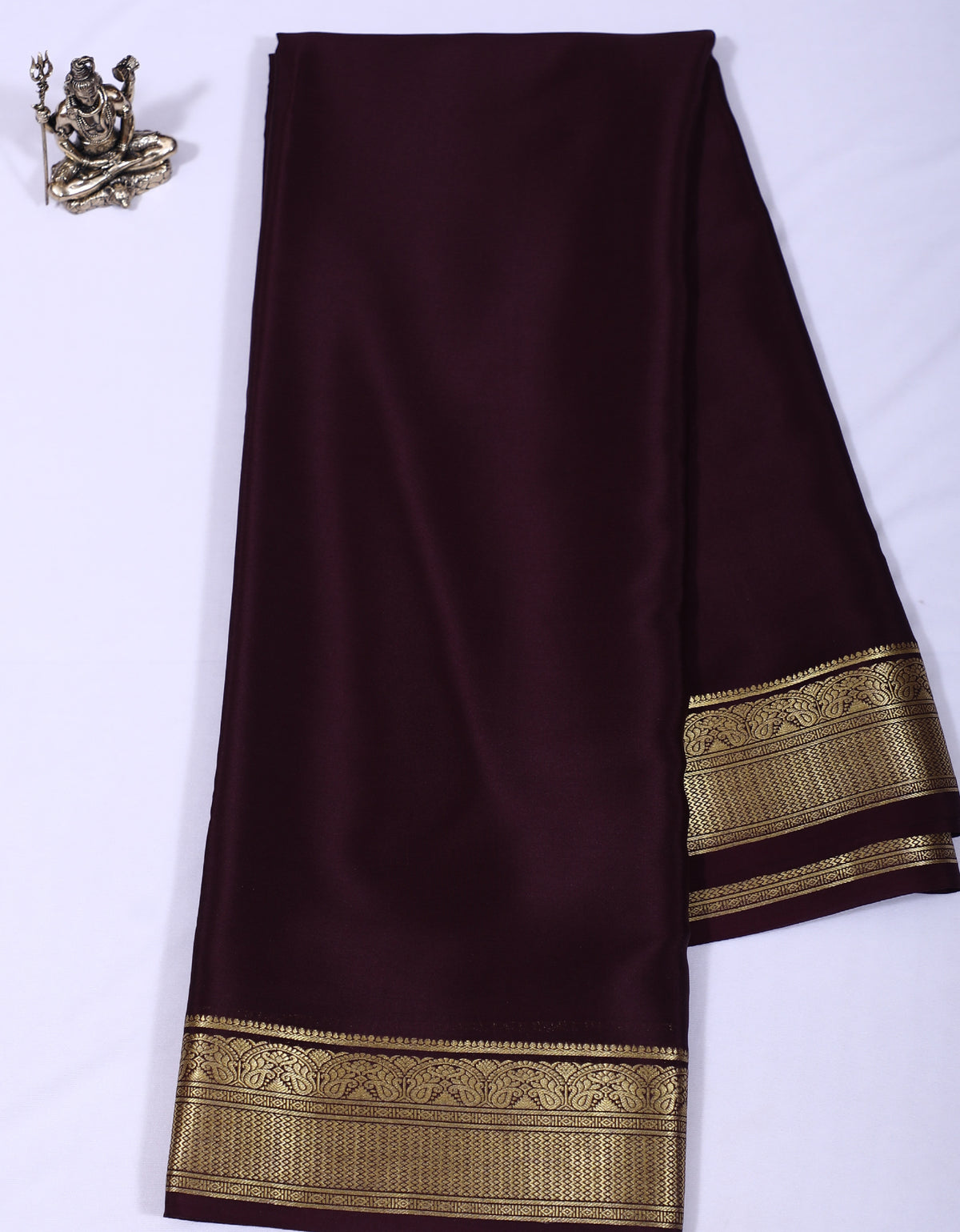 Dark Brown Nithya Pp Self Pure Crepe Silk Saree