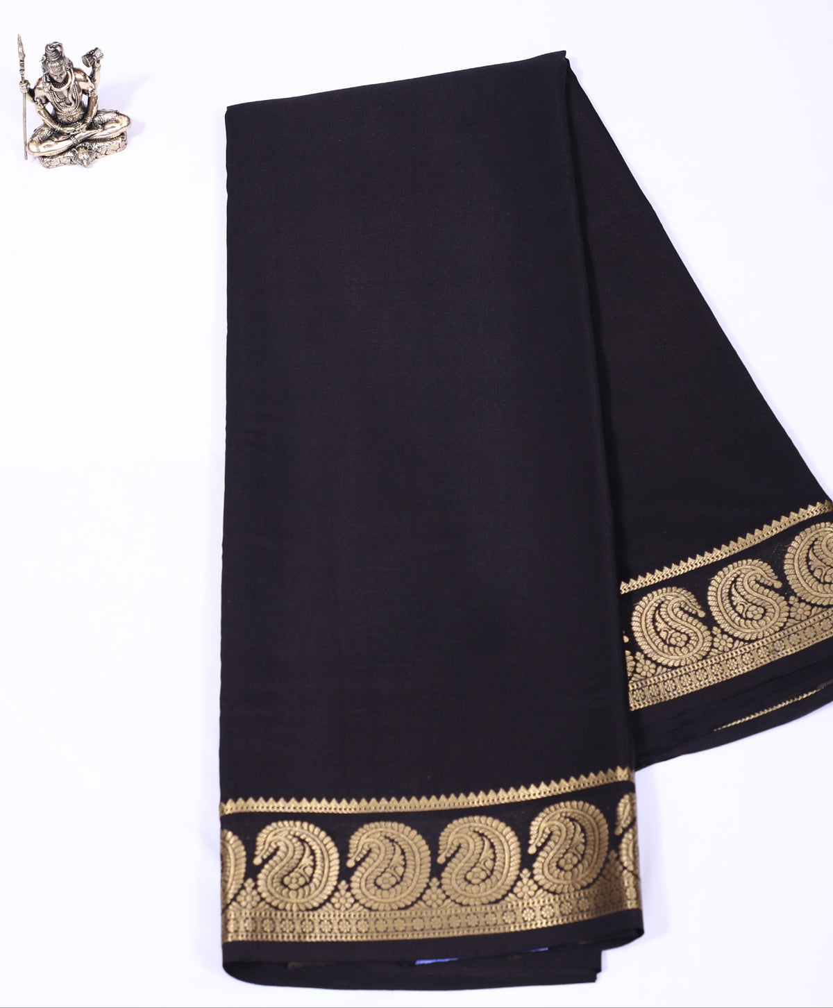 Black Gowry Mango Self Pure Crepe Silk Saree