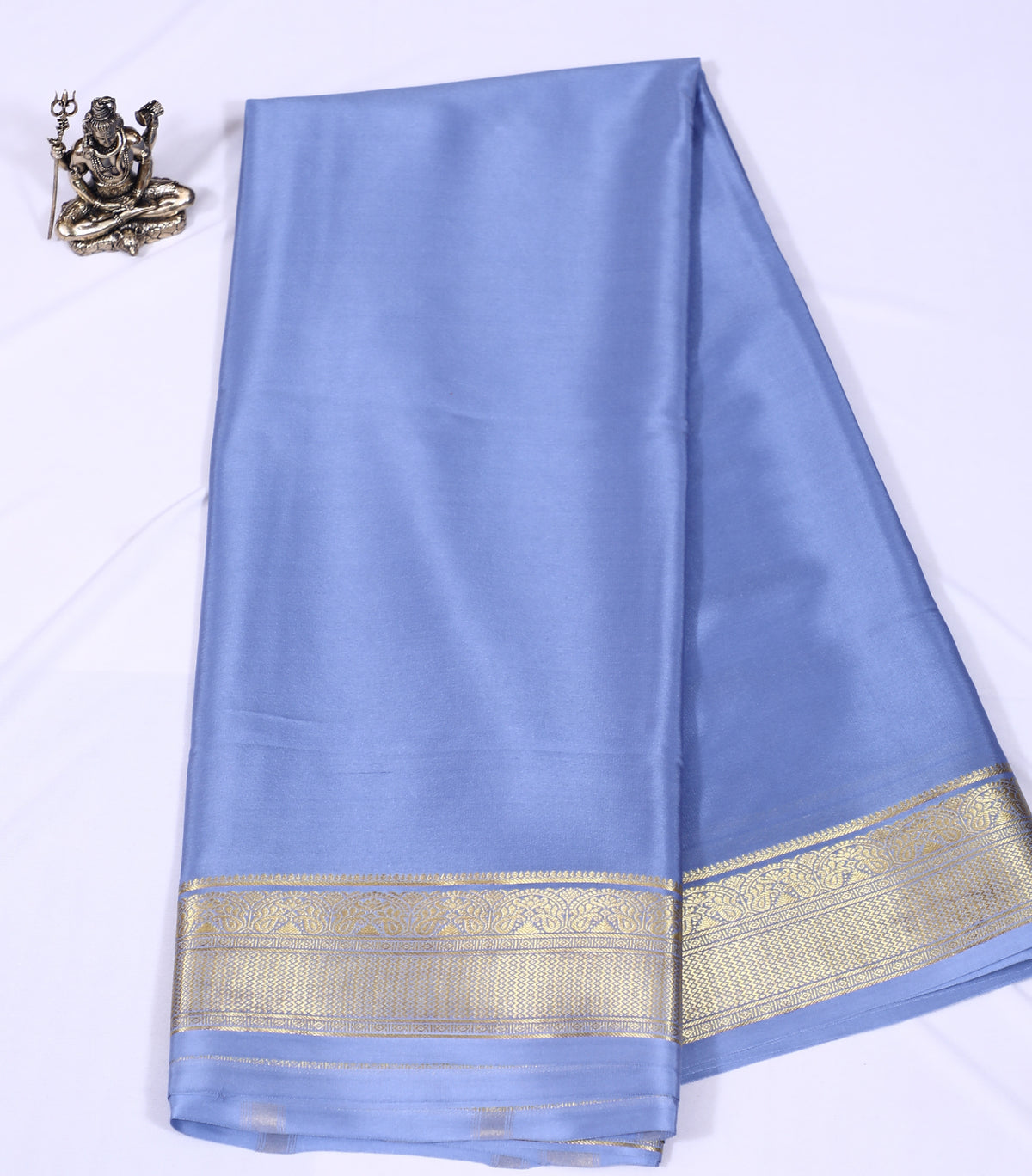 Light Blue Nithya Pp Self Pure Crepe Silk Saree