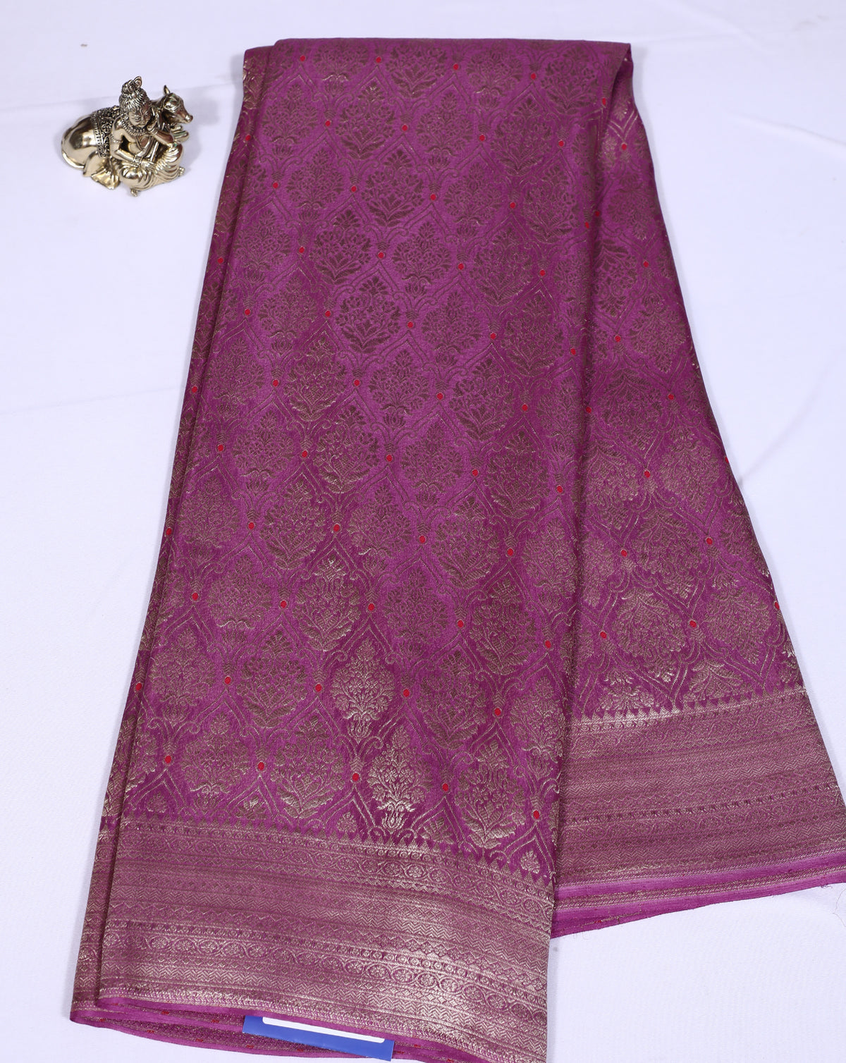 Light Pink Self Meena Brocade Pure Crepe Silk Saree