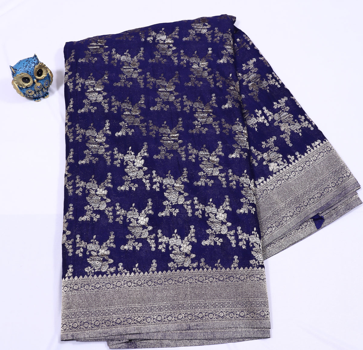 Purple with Silver Zari Banarasi Crape