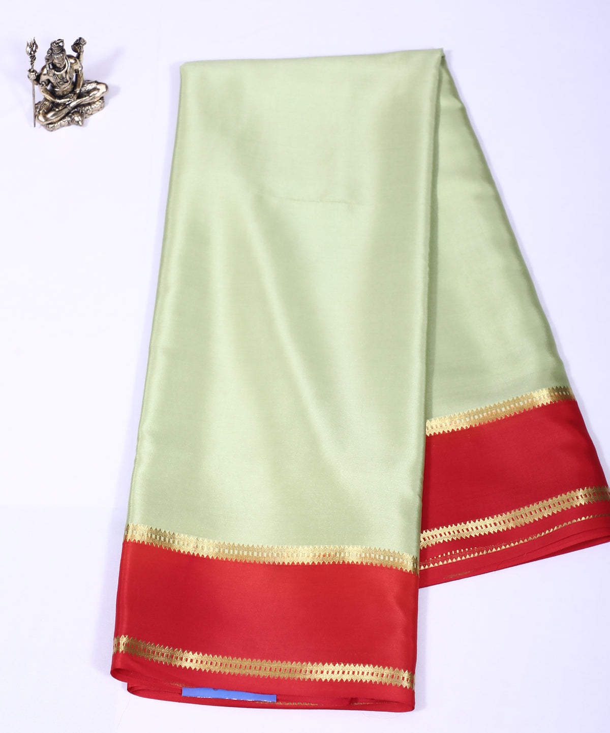 Green with Orange Veda Btx Cont Pure Crepe Silk Saree