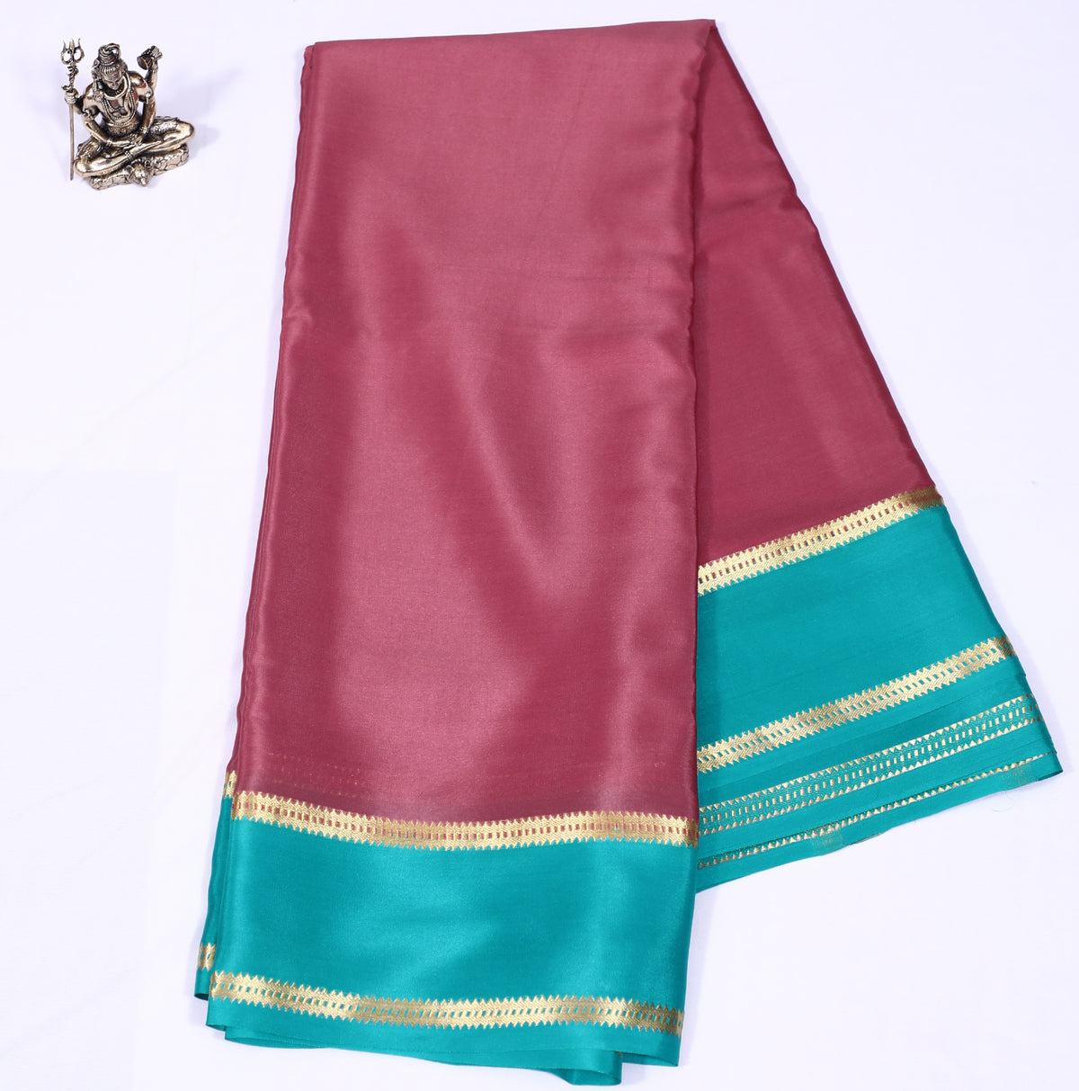 Snuff with Green Veda Btx Cont Pure Crepe Silk Saree