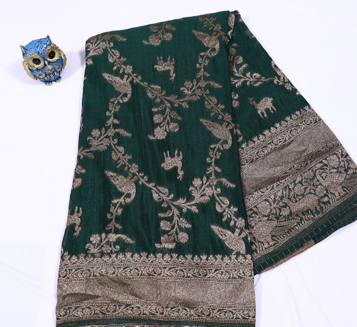 Green with Silver Zari Banarasi Khadi Georgette