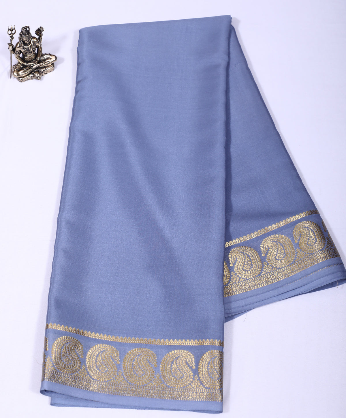 Light Grey Gowry Mango Self Pure Crepe Silk Saree