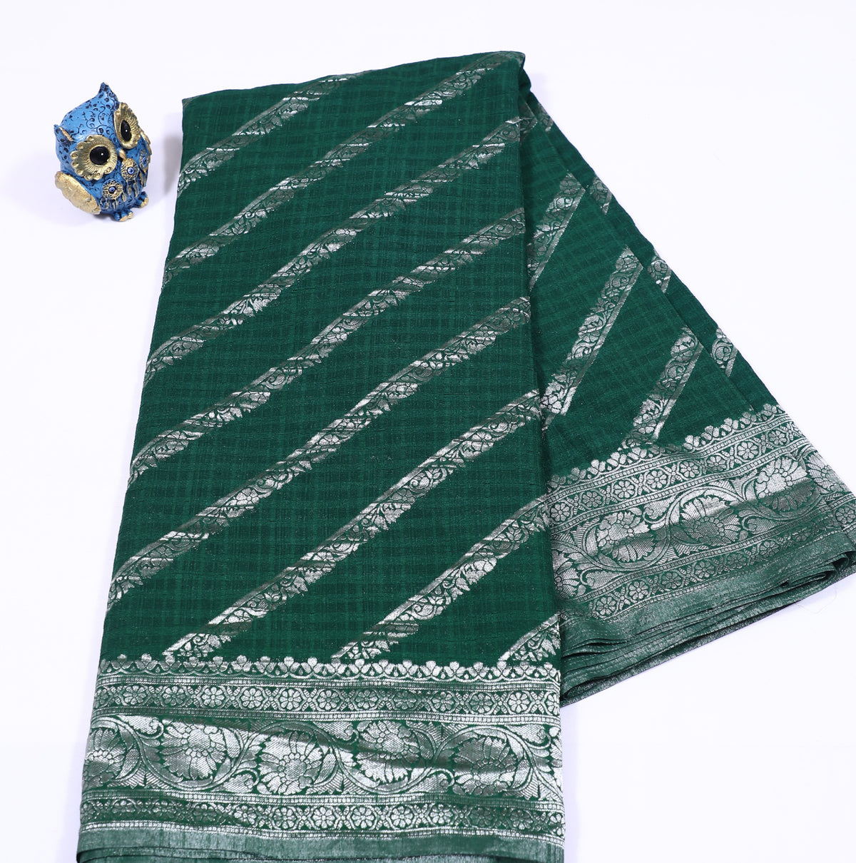 Dark Green Banarasi Khadi Georgette
