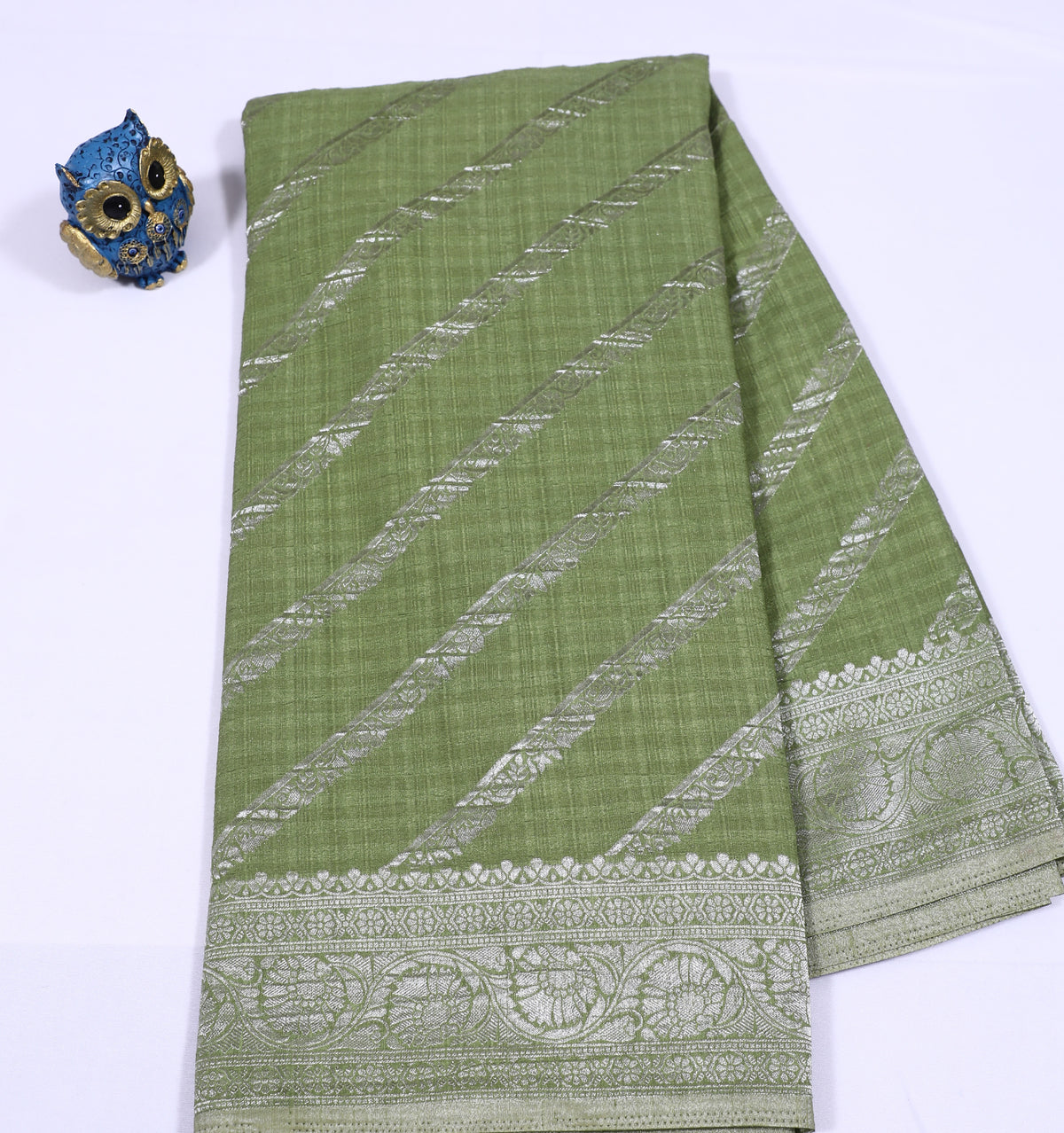 Green with Silver Zari Banarasi Khadi Georgette