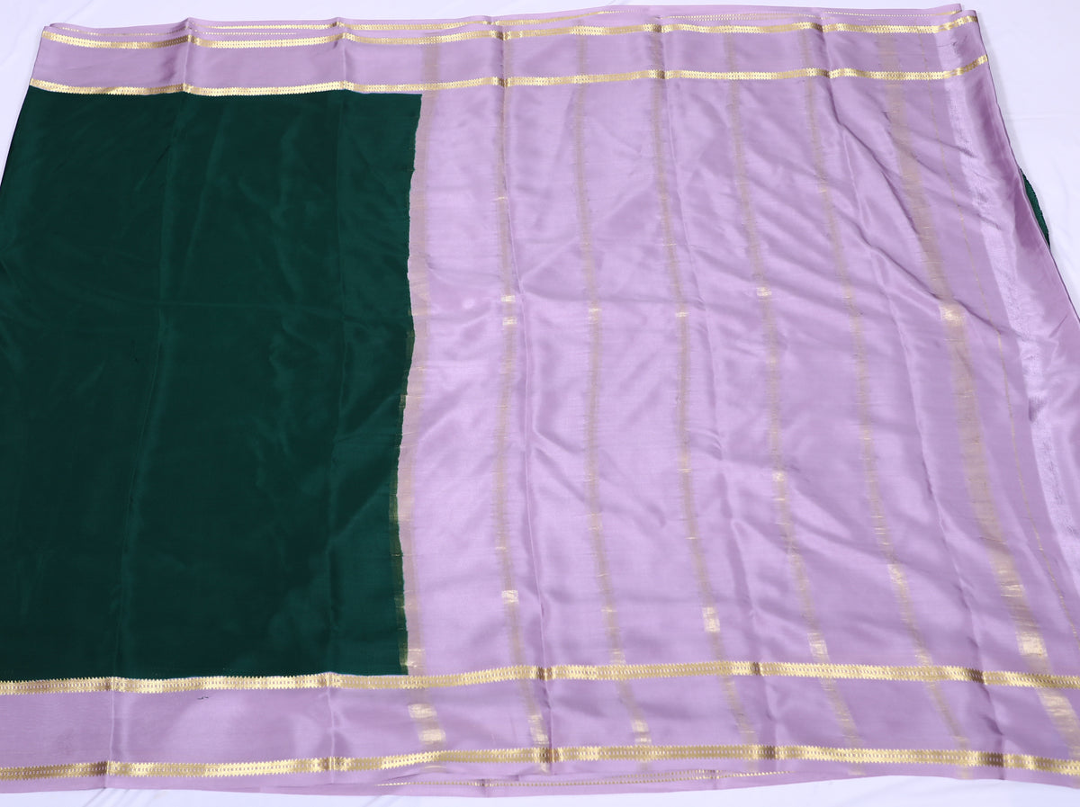 Bottle green with pink Veda Btx Cont Pure Crepe Silk Saree