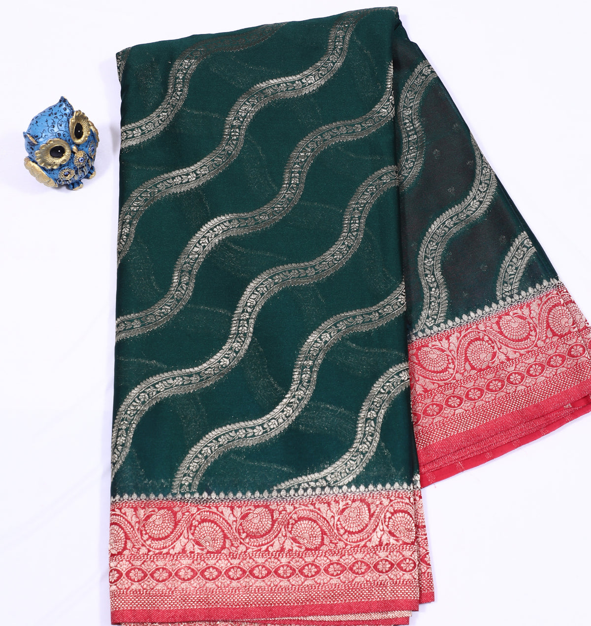 Green with Pink Banarasi Khadi Georgette