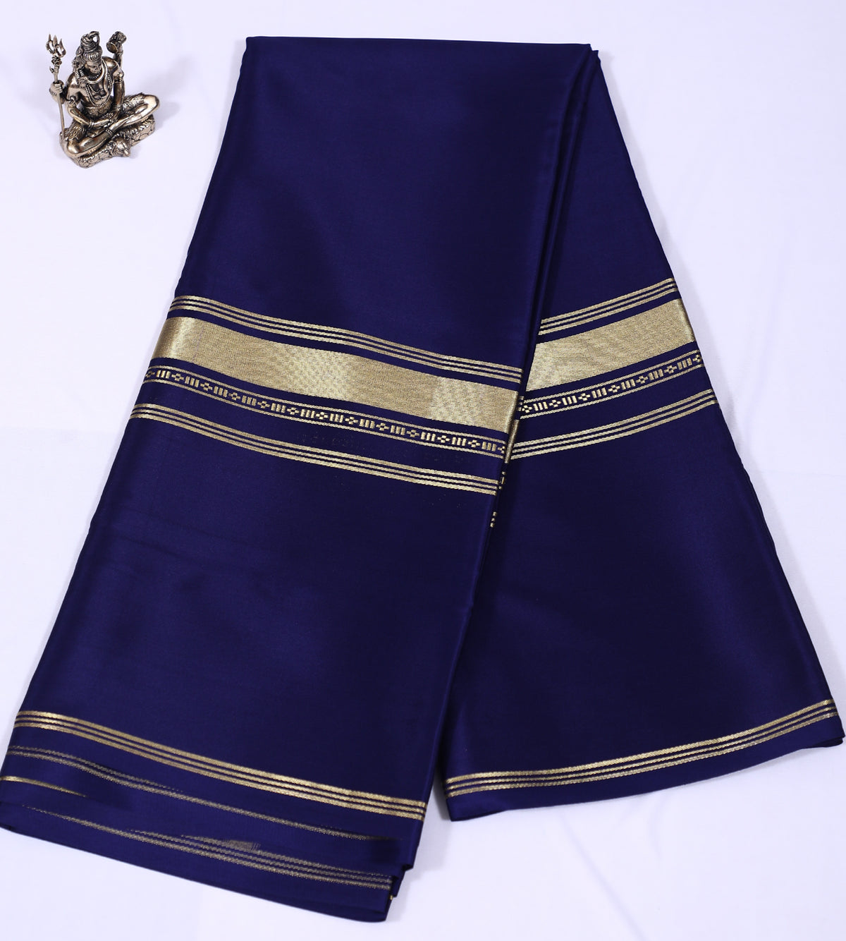 Dark blue Kalpana Btx Self Pure Crepe Silk Saree
