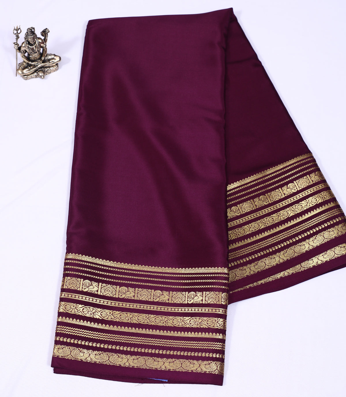 Wine Ambika Self Pure Crepe Silk Saree
