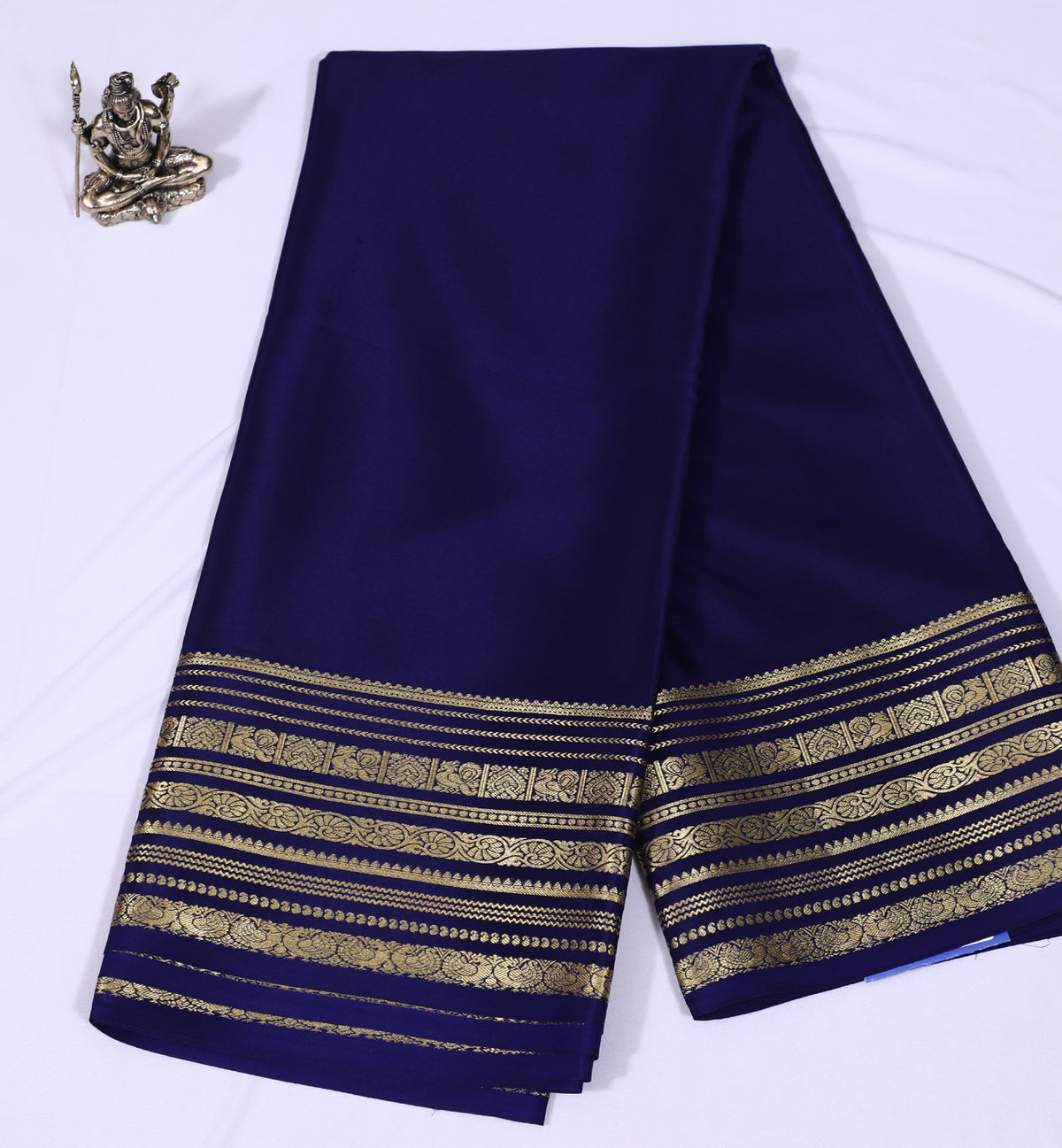 Dark Blue Ambika Self Pure Crepe Silk Saree