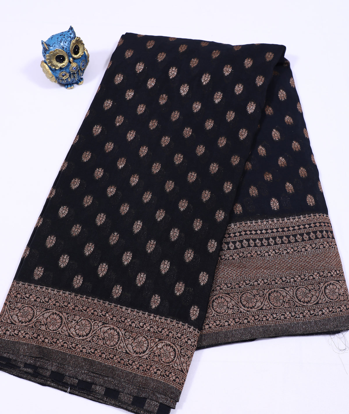 Black with Antique Zari Banarasi Khadi Georgette