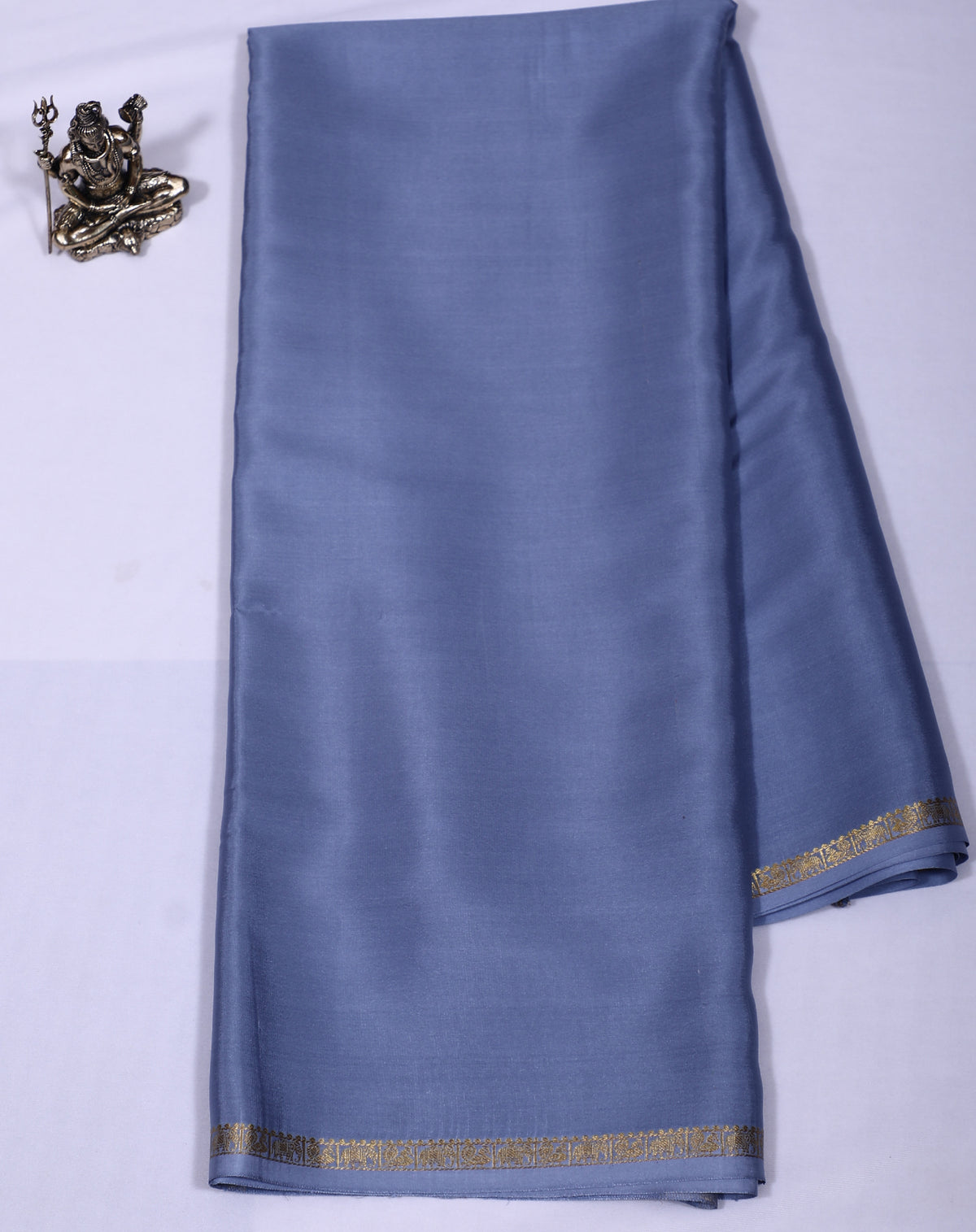 Grey Elephant PP Self Pure Crepe Silk Saree