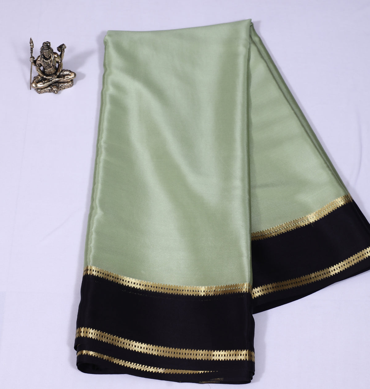 Teal Green with black Veda Btx Cont Pure Crepe Silk Saree