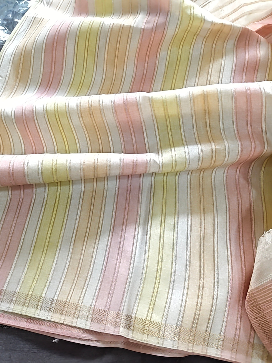 Tussar Arrow Br Natural Saree