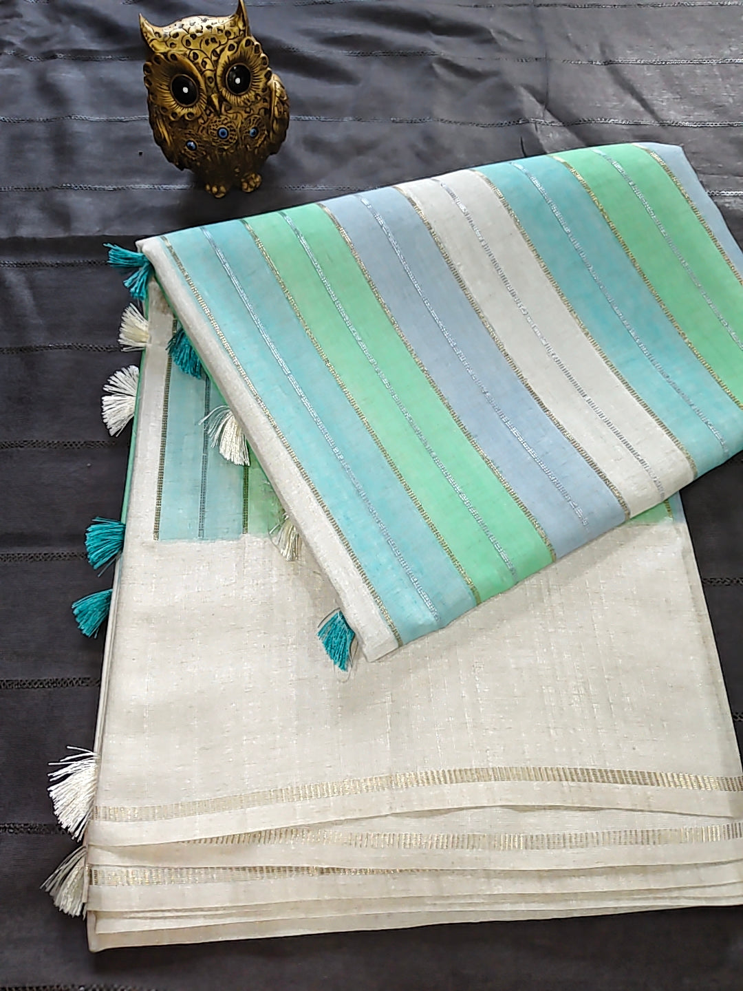 Tussar Sona Chandi Saree