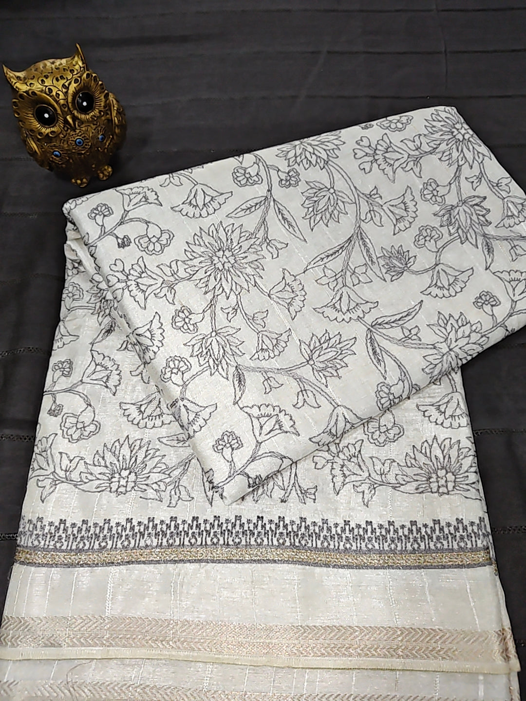 Tussar Embroidery Saree D#325