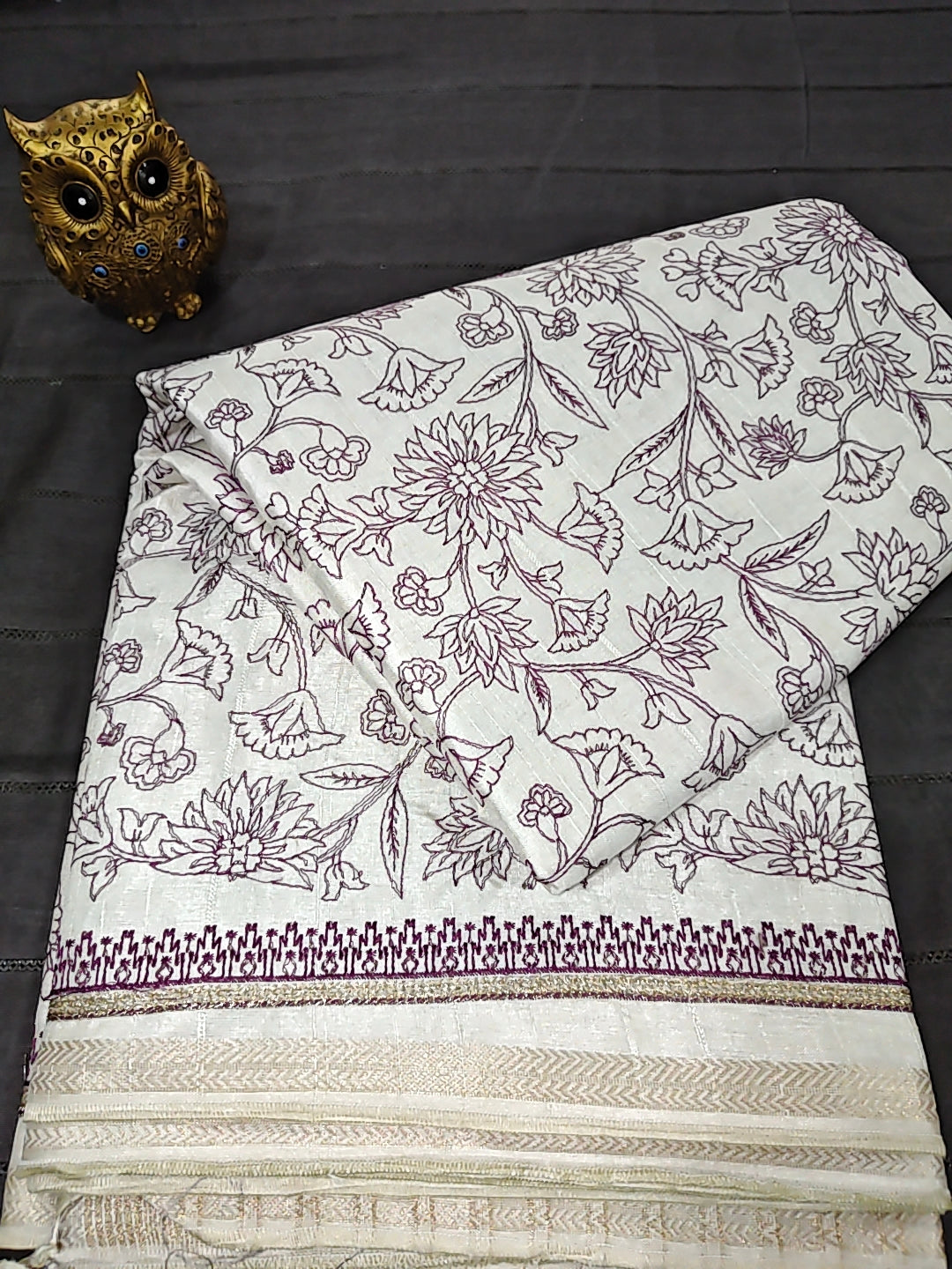 Tussar Embroidery Saree D#325