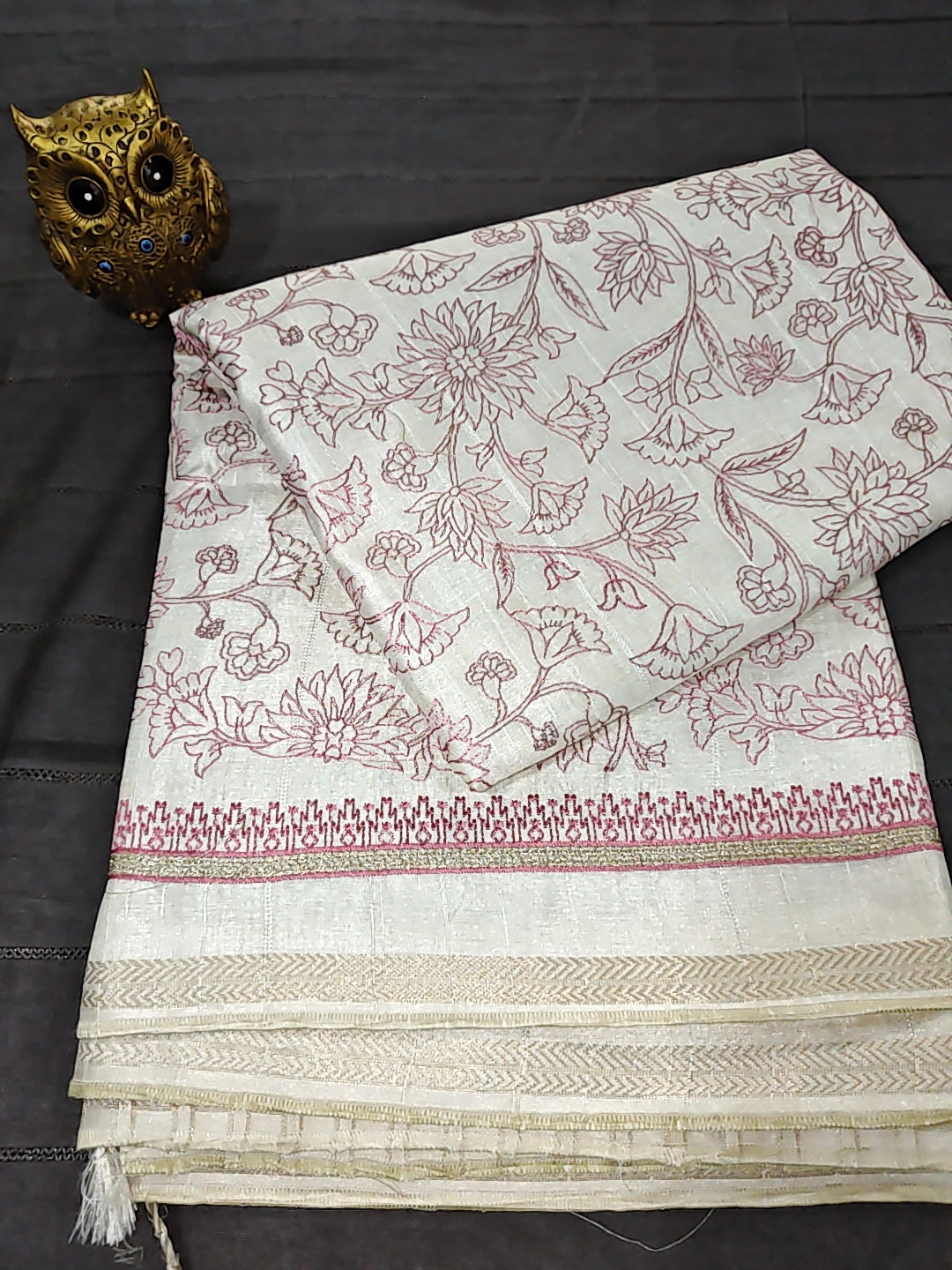 Tussar Embroidery Saree D#325