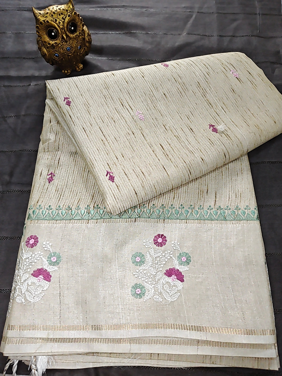 Tussar Embroidery Saree D#601