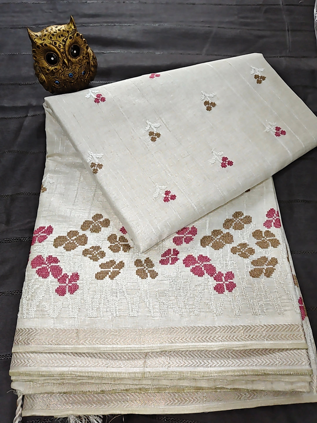 Tussar Embroidery Saree D#595