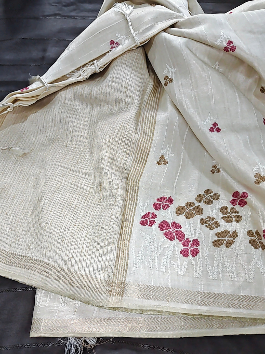 Tussar Embroidery Saree D#595