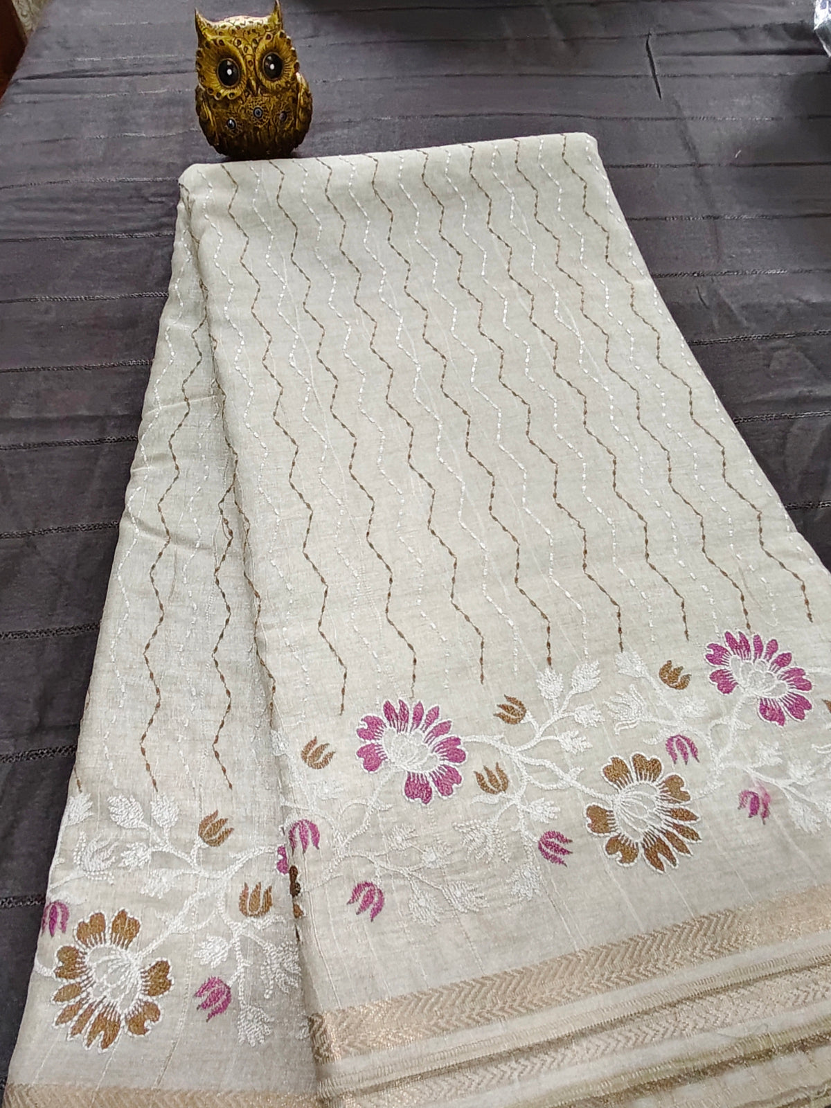 Tussar Embroidery Saree D#188