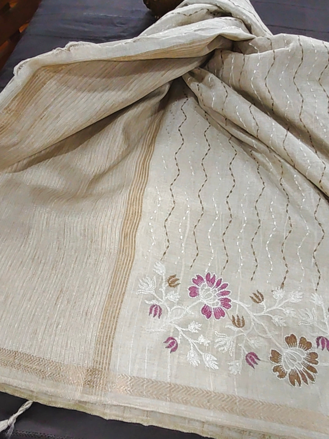 Tussar Embroidery Saree D#188