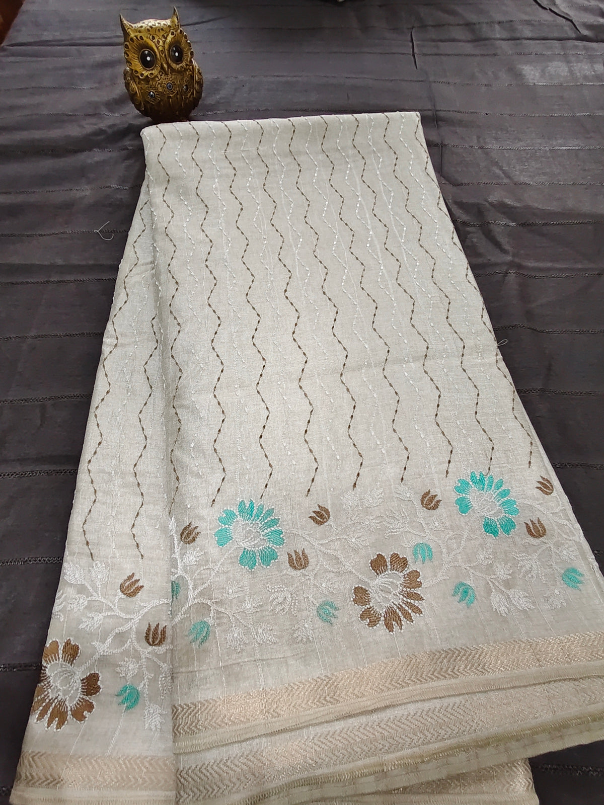 Tussar Embroidery Saree D#188