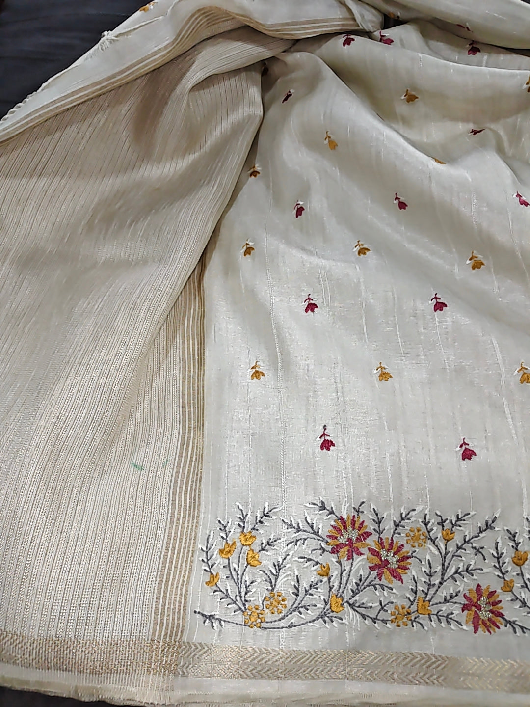 Tussar Embroidery Saree D#226